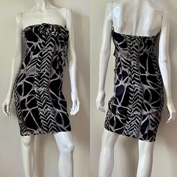 Hugo Boss Dresses & Skirts - Hugo Boss Black and Gray Strapless Sheath Dress